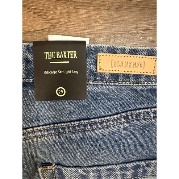 Blank Nyc Baxter Ribcage Straight Leg Jean Women's Faux Leather Color Block 25 - Picture 6 of 10